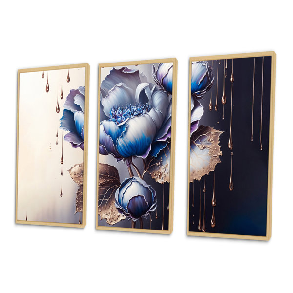 Red Barrel Studio® Ice Blue And Purple Violets I Framed On Canvas 3